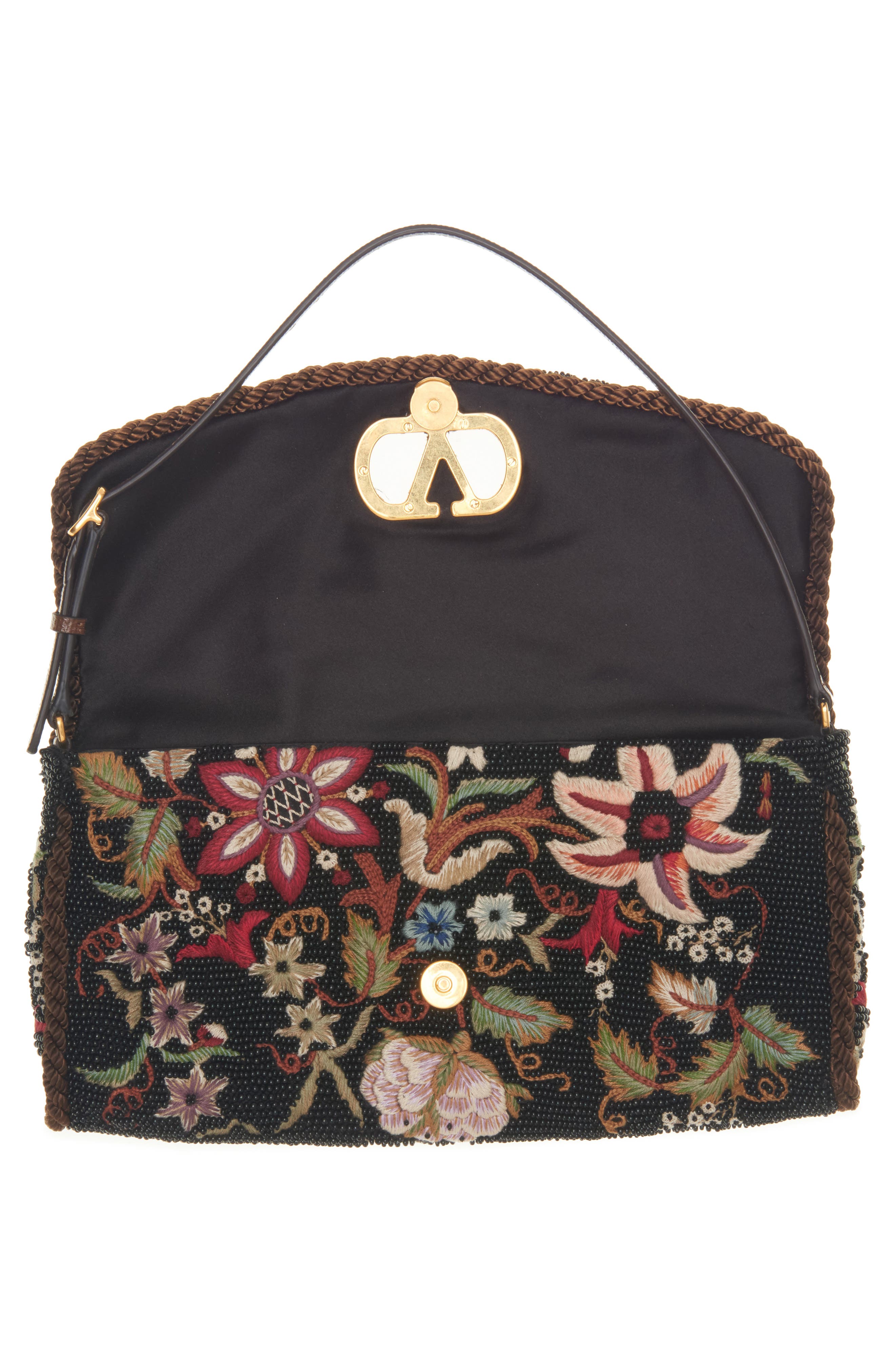 Valentino Garavani Embroidered 
Beaded Satin Shoulder Bag, Alternate, color, 