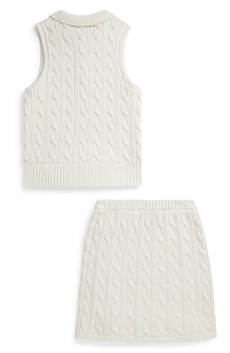 Polo Ralph Lauren Kids' Cable Vest & Skirt Set, Alternate, color, Deckwash White