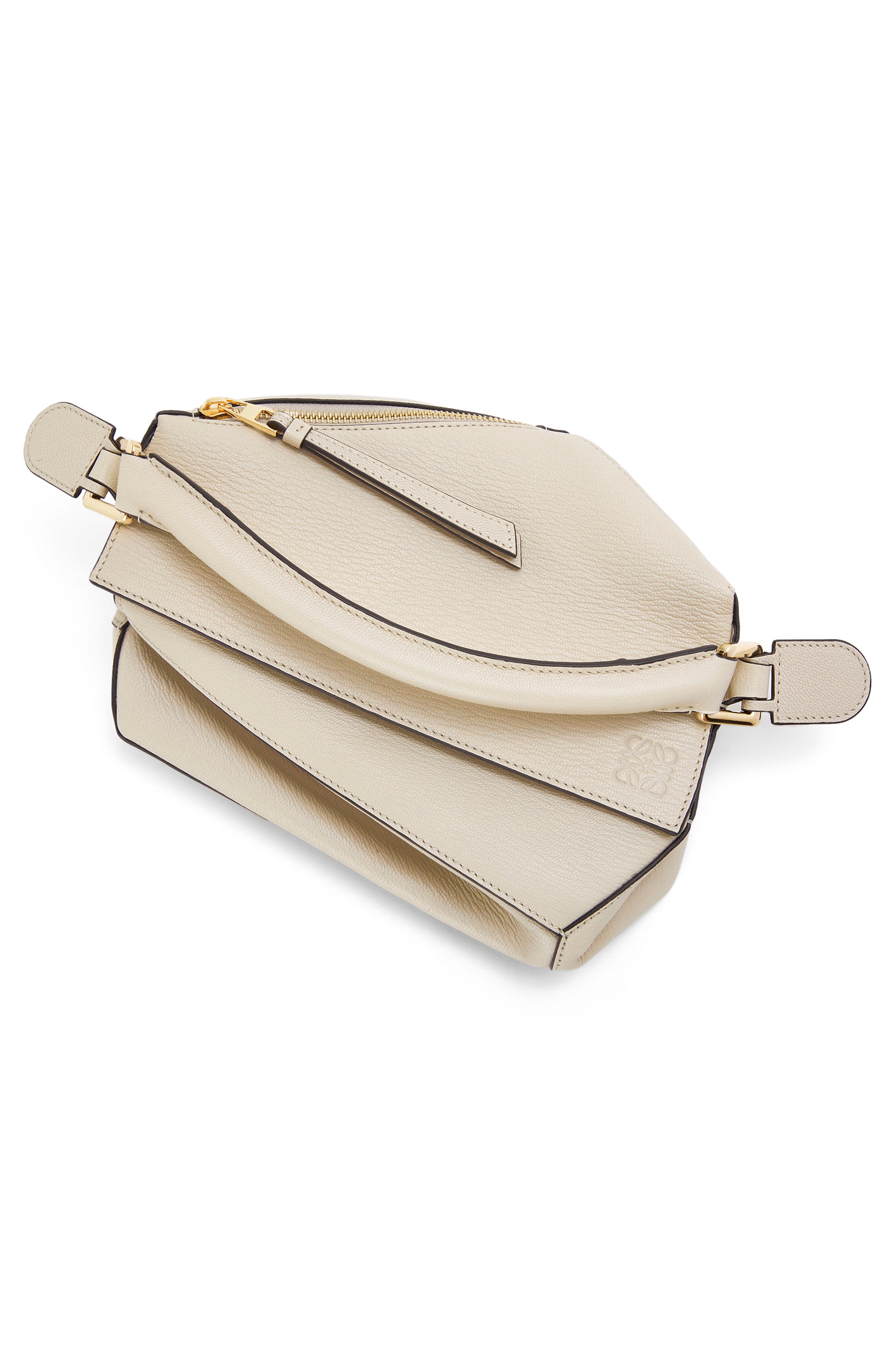 Small Puzzle Leather Shoulder Bag, Alternate, color, ANGORA