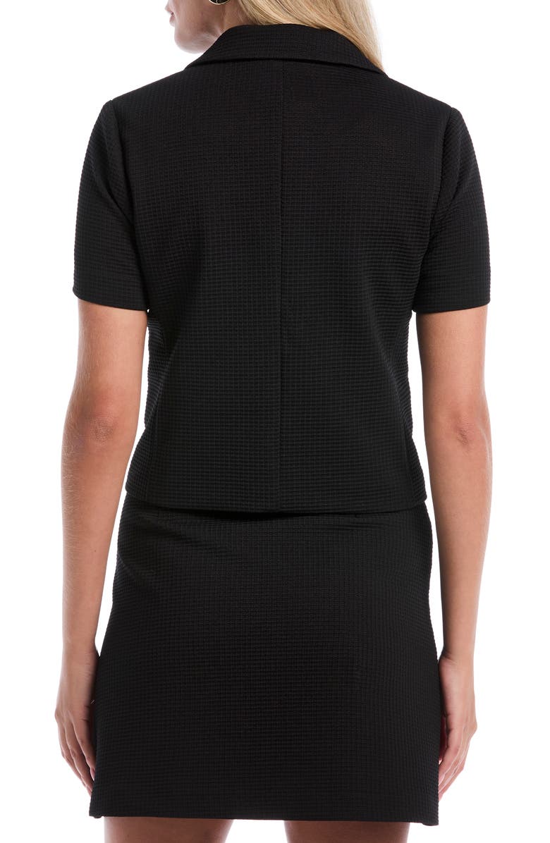 Laundry by Shelli Segal Short Sleeve Button Up Jacket, Alternate, color, Black