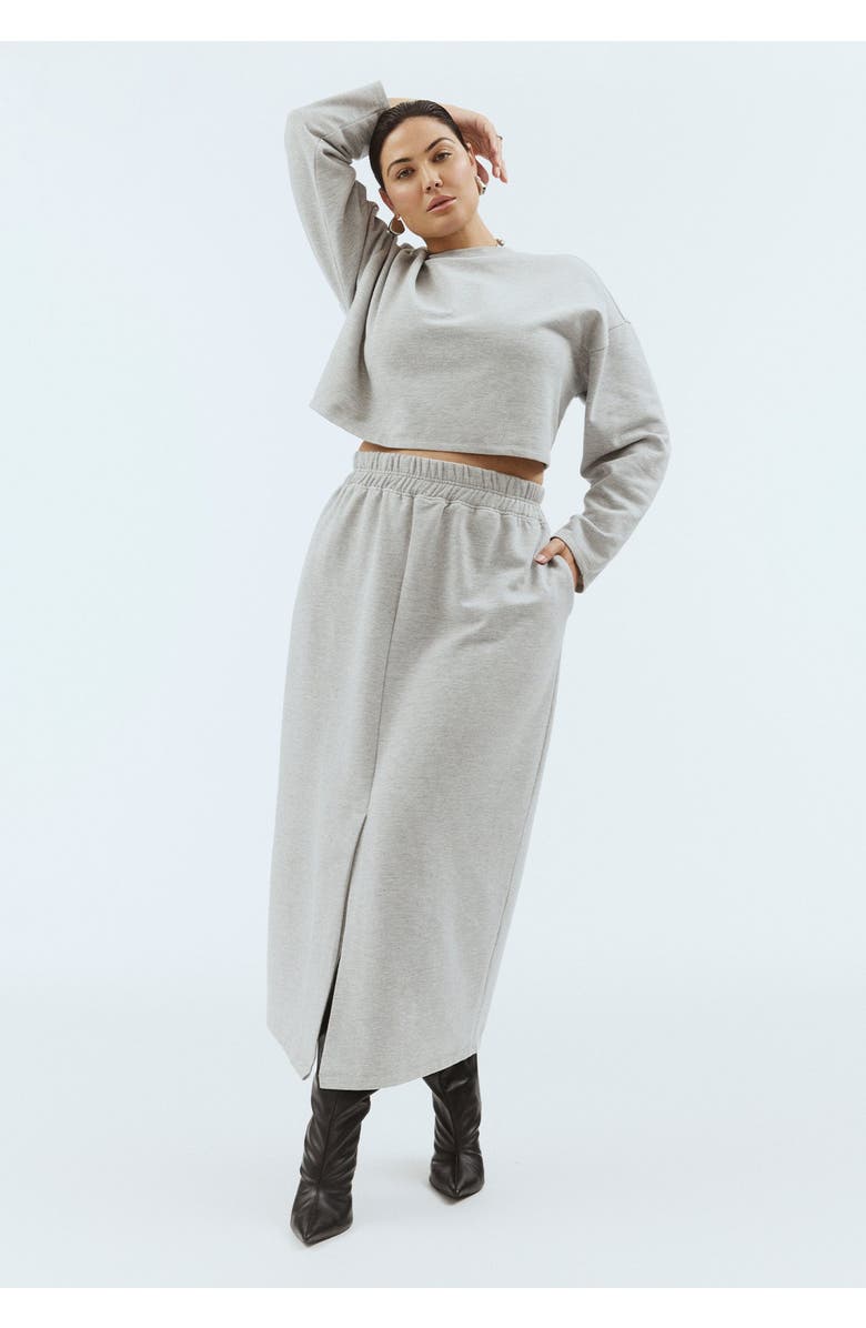 ELOQUII Maxi French Terry Skirt, Main, color, Grey