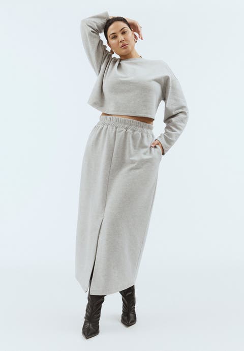 Maxi French Terry Skirt (Plus Available)