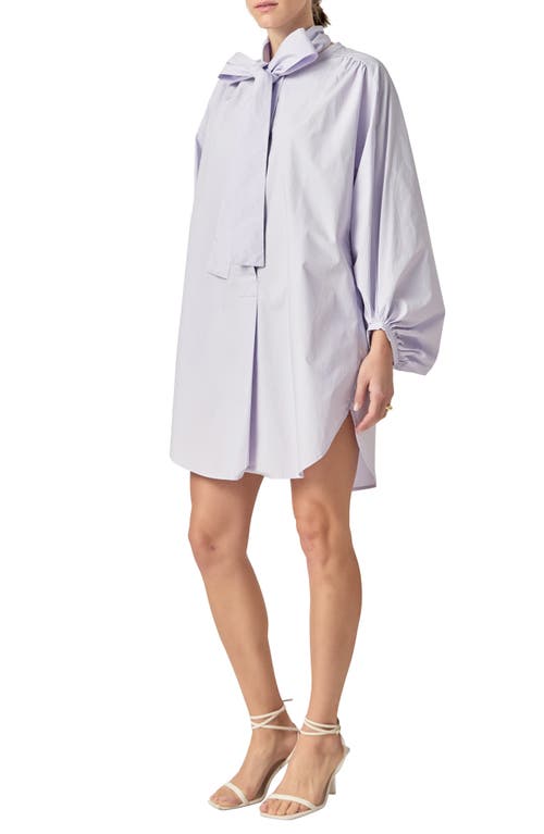 ENGLISH FACTORY ENGLISH FACTORY BILLOW TIE NECK LONG SLEEVE POPLIN SHIRTDRESS