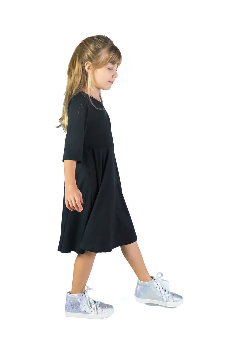 24sevenKid Knee Length Fit and Flare Comfortable Party Dress, Alternate, color, Black