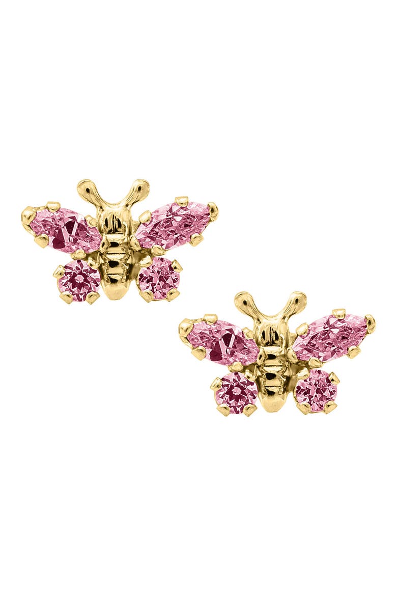 Butterfly Birthstone Gold Earrings, Main, color, OCTOBER