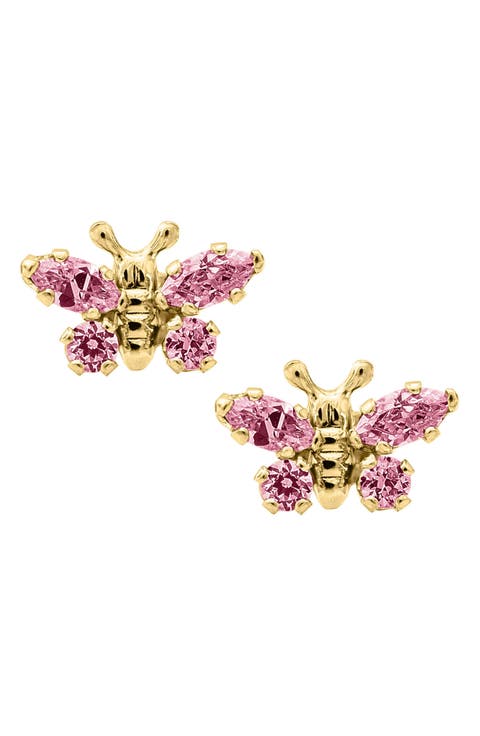 Butterfly Birthstone Gold Earrings (Baby)