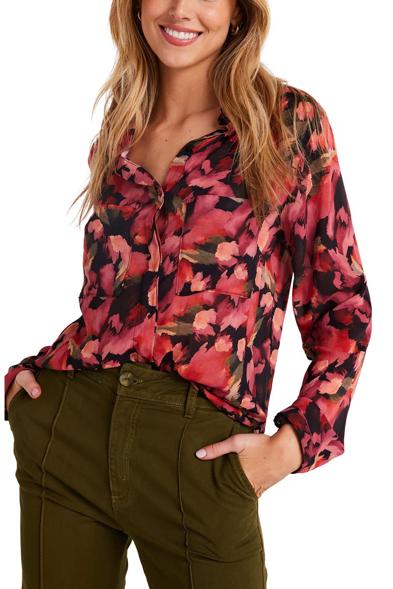 Hipster Button Front Shirt, Alternate, color, AUTUMN BLOOM PRINT