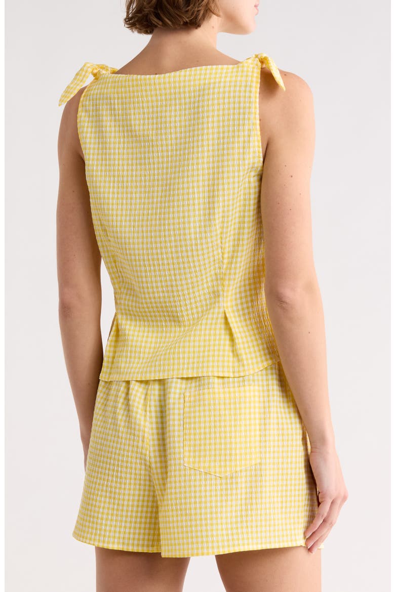 Gingham Tie Shoulder Tank, Alternate, color, YELLOW