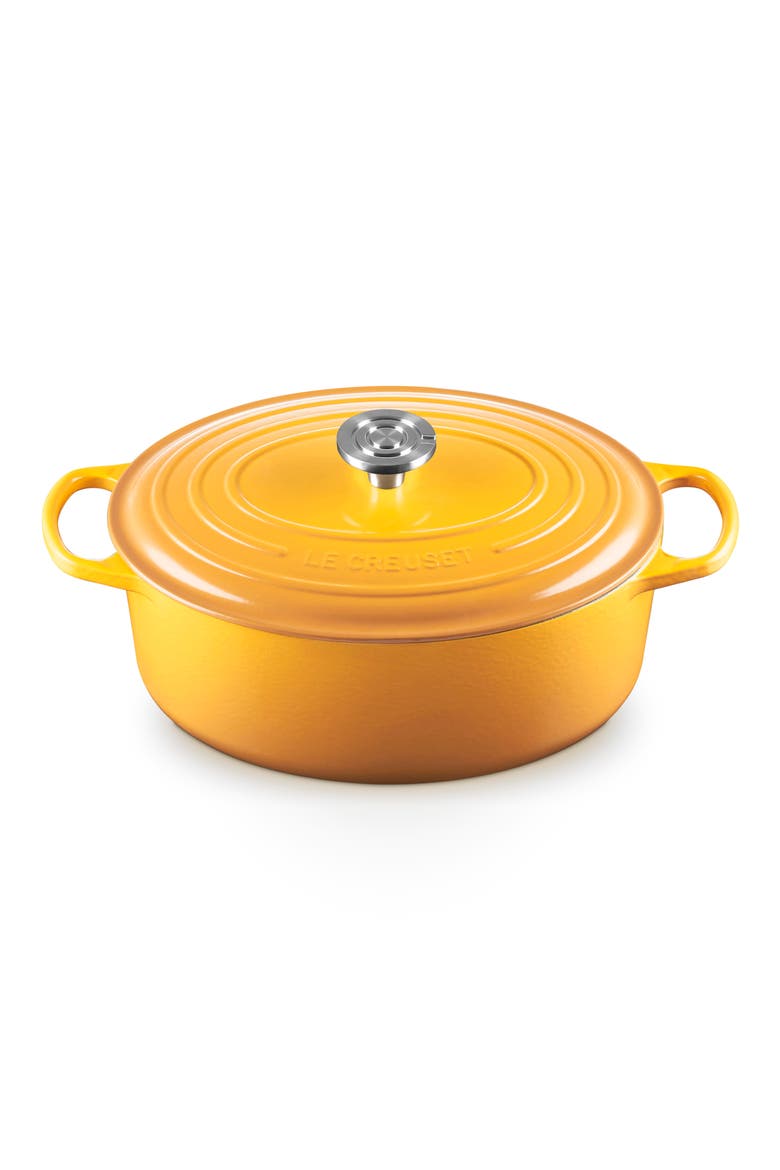 Signature Enameled Cast Iron Oval Dutch Oven, Main, color, NECTAR