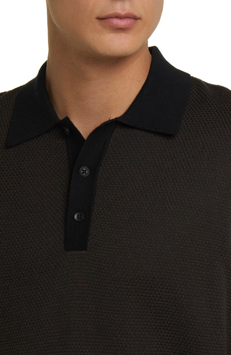 rag & bone Harrow Wool Blend Long Sleeve Polo, Alternate, color, Army Multi