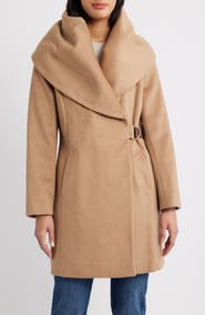 Via Spiga Hooded Wool Blend Belted Coat
