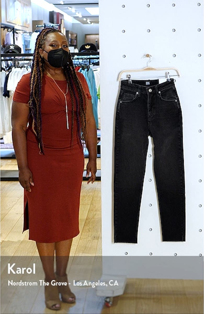 Edie Super High Waist Raw Hem Slim Jeans, sales video thumbnail