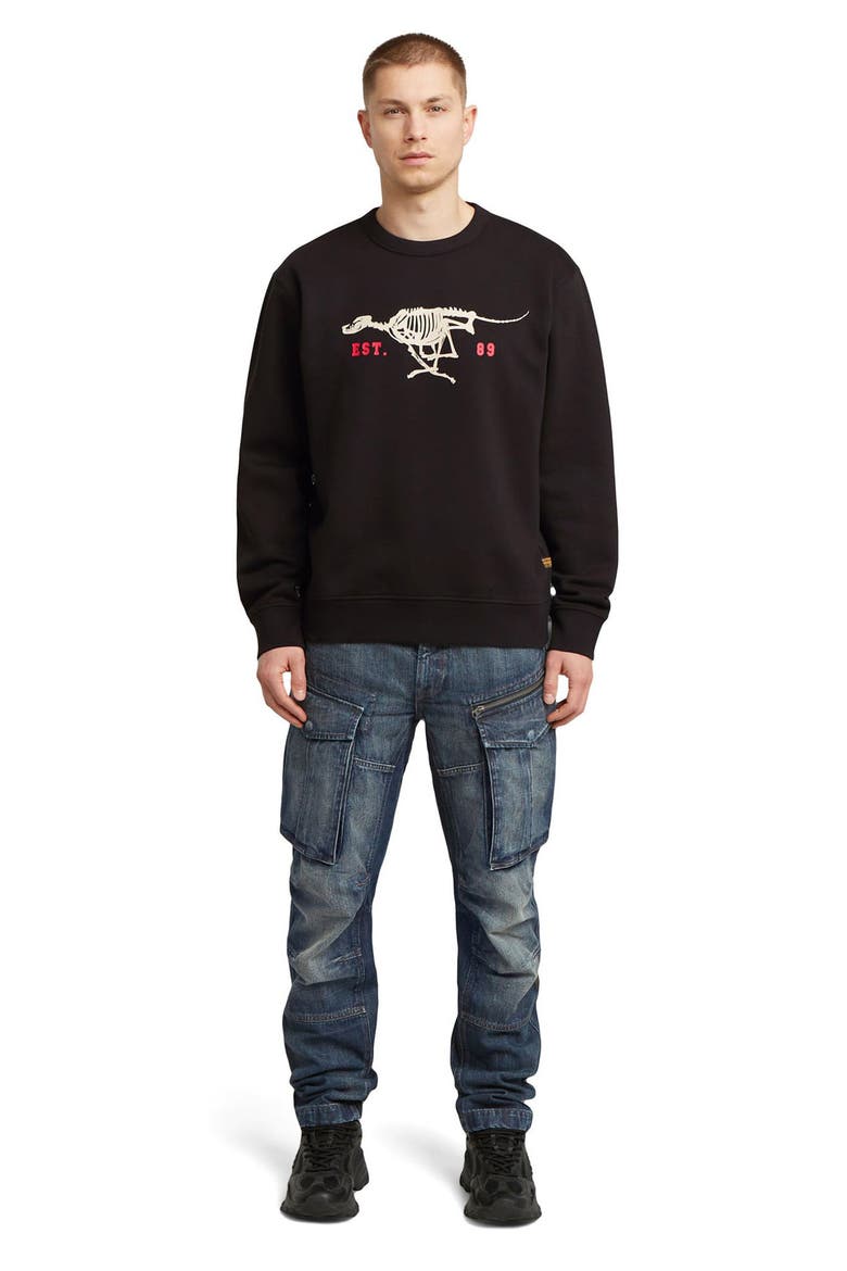 Running Dog Crewneck Sweatshirt, Alternate, color, DARK BLACK