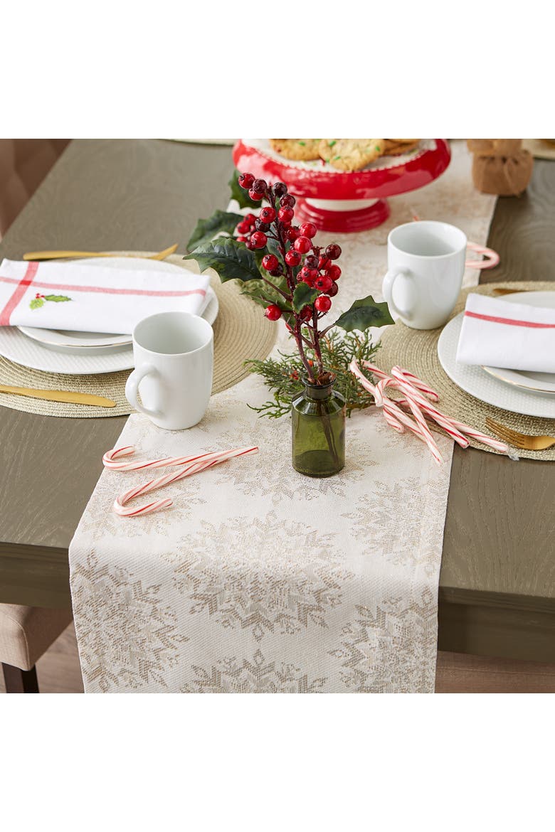 Winter Sparkle Jacquard Table Runner, Alternate, color, Winter Sparkle