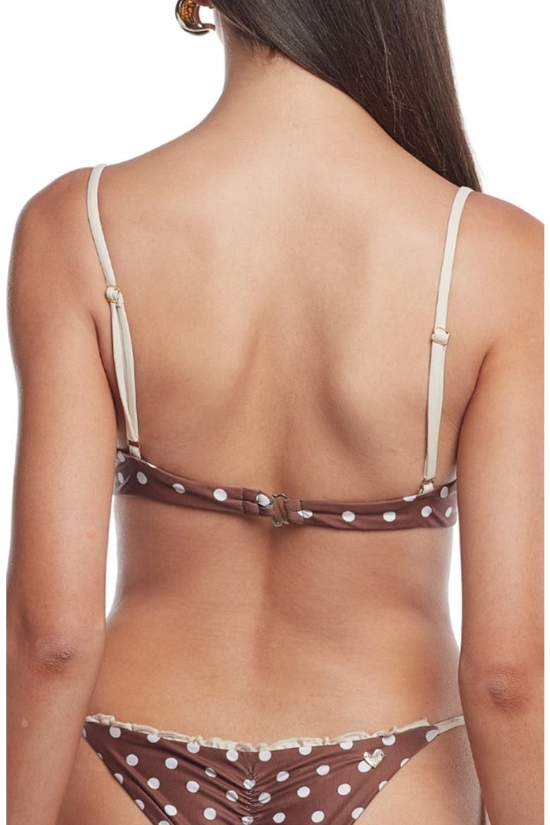 Lily Polka Dot Ruffle Underwire Bikini Top, Alternate, color, BROWN