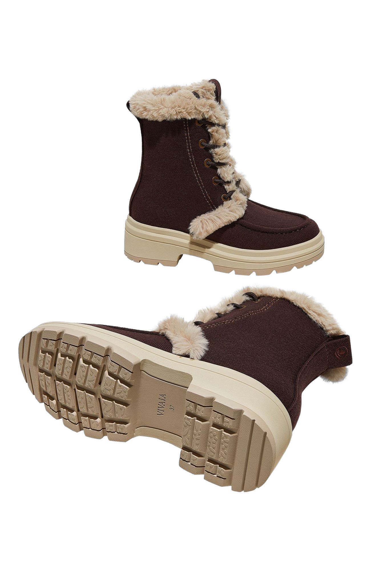 VIVAIA Faux Fur Water-Repellent Lightweight Warm Boots, Alternate, color, Dark Chocolate
