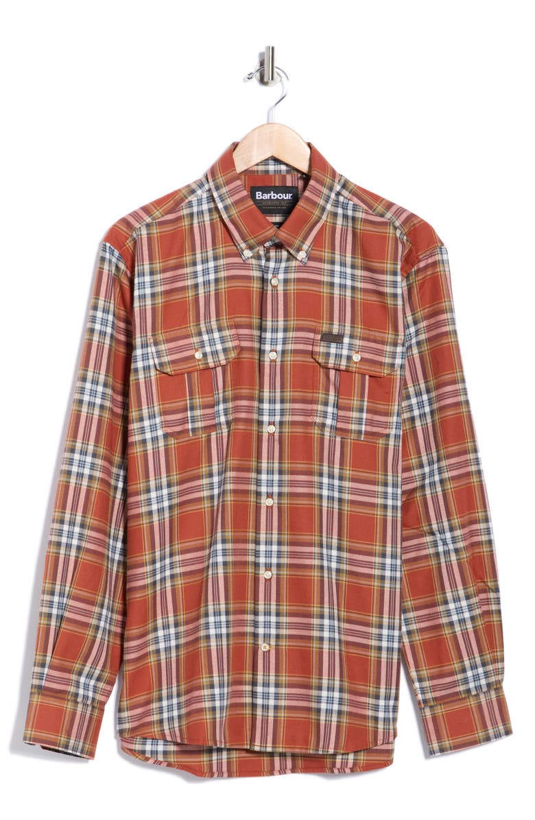 Barbour Singsby Thermo Plaid Button-Down Shirt, Alternate, color, Rust
