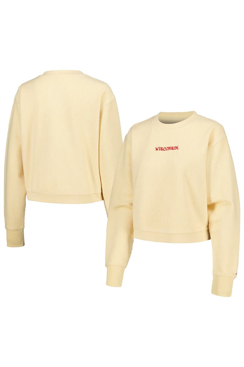 Women's League Collegiate Wear Cream Wisconsin Badgers Timber Cropped Pullover Sweatshirt, Main, color, Cream