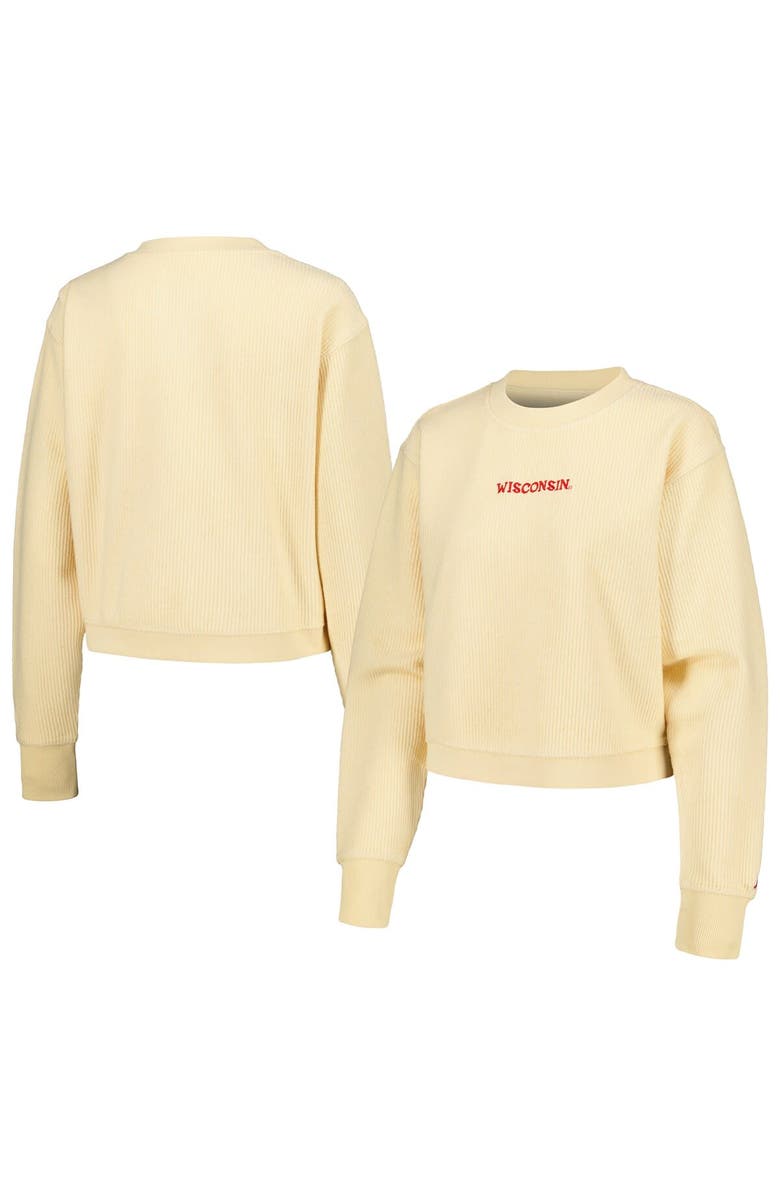 LEAGUE COLLEGIATE WEAR Women's League Collegiate Wear Cream Wisconsin Badgers Timber Cropped Pullover Sweatshirt, Main, color, Cream