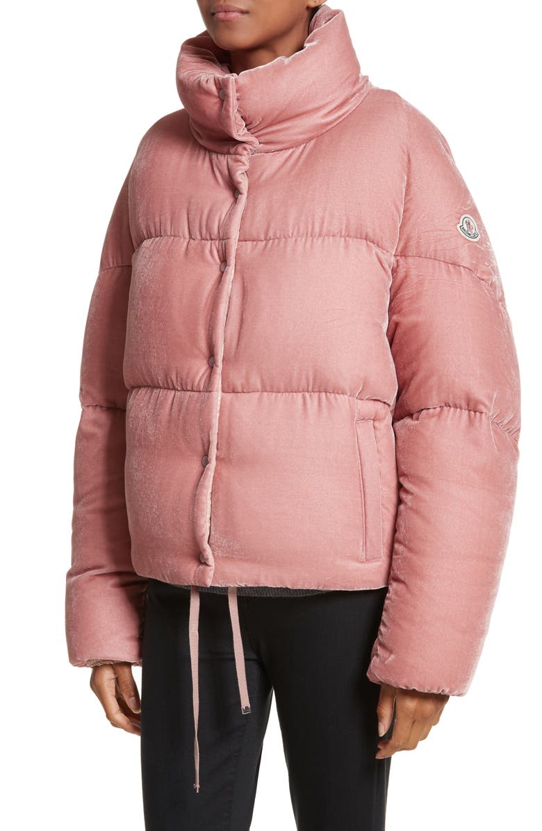 Moncler Cercis Velvet Quilted Down Puffer Coat, Alternate, color, 