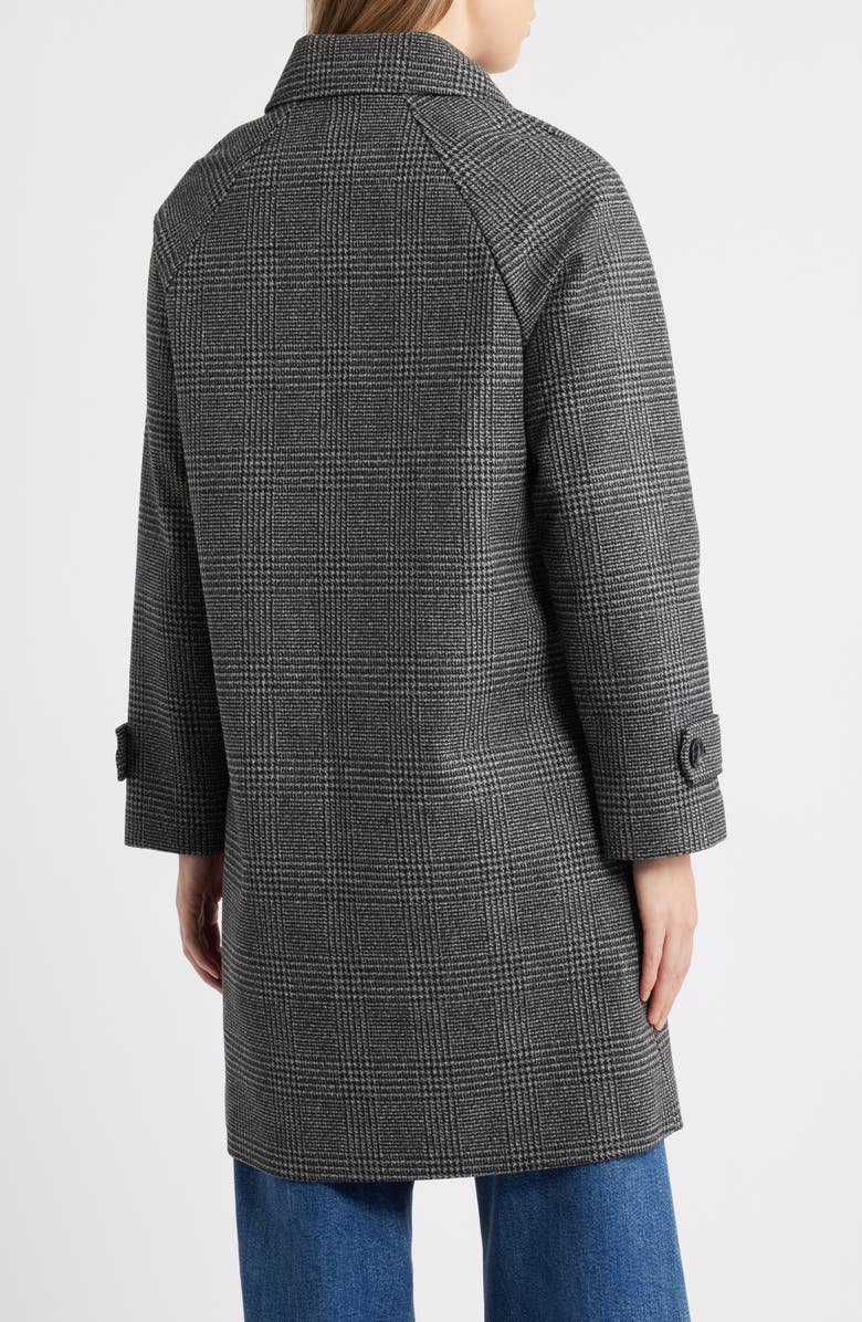 Sam Edelman Plaid Slim Balmacaan Coat, Alternate, color, Charcoal
