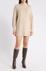 MAX STUDIO Mock Neck Long Sleeve Sweater Dress