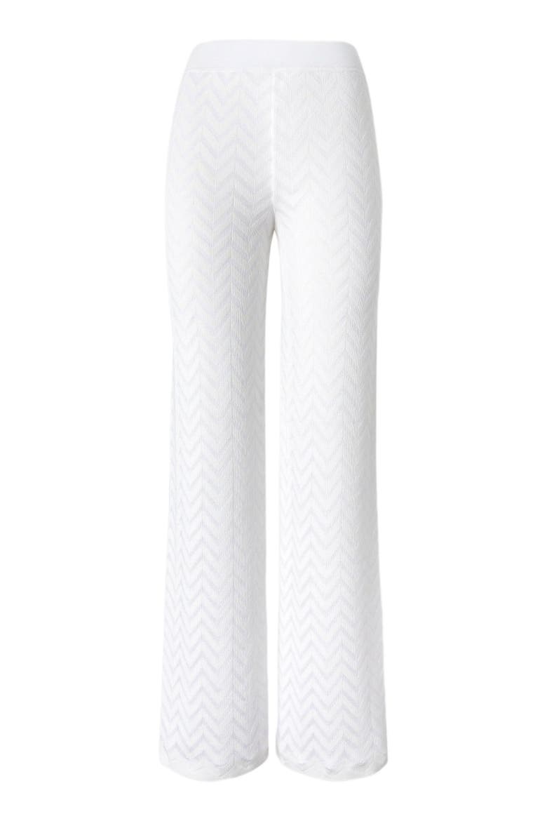 Straight-leg Stretch Trousers In Cotton And Viscose Chevron, Alternate, color, White
