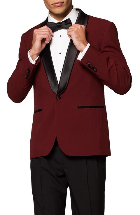 Hot Burgundy Two-Piece Tuxedo Set & Bow Tie