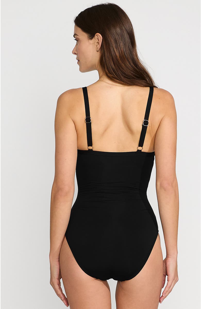 Lands' End Chlorine Resistant Sculpting Control Draped One Piece Swimsuit, Alternate, color, Black