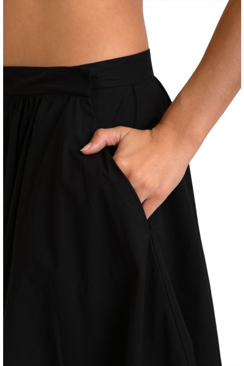 Pleated Poplin Skirt, Alternate, color, Black