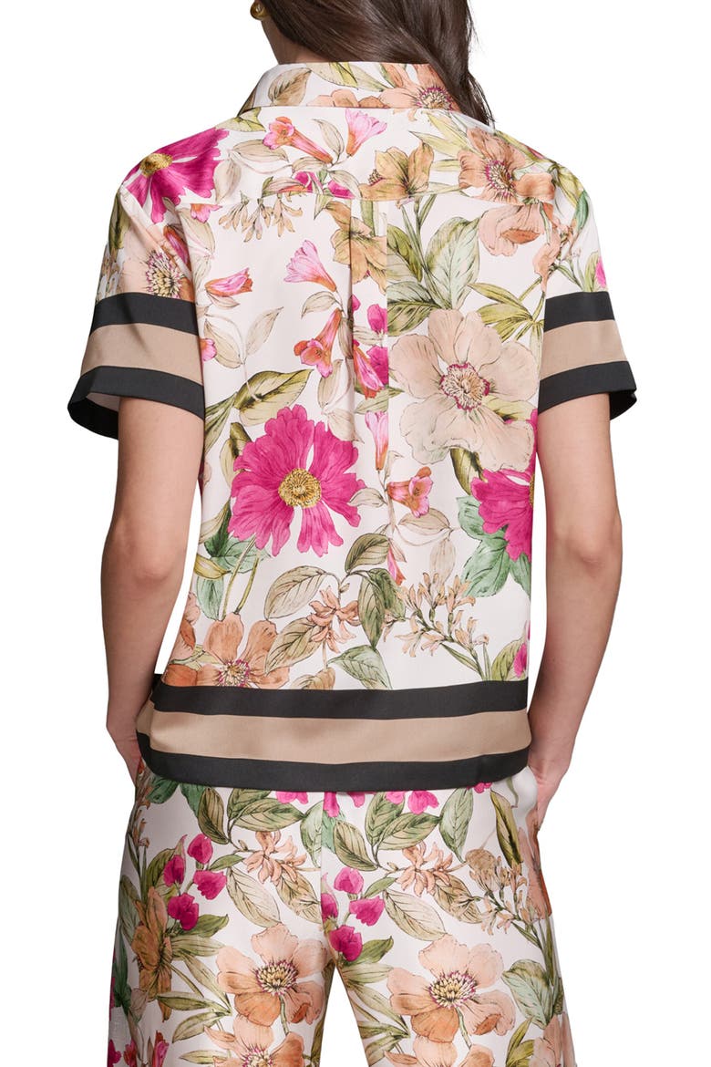 Floral Short Sleeve Button-Up Shirt, Alternate, color, BISQUE/ LIGHT BLUSH COMBO