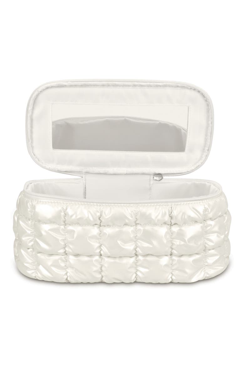 Kids' Shiny Puffer Cosmetics Case, Alternate, color, WHITE