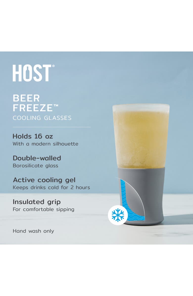 HOST Glass FREEZE Beer Cooling Cup Set of 2, Alternate, color, Gray
