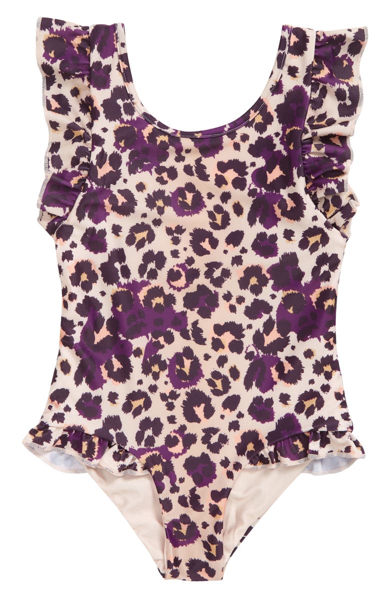 Boardies Kids' Ruffles Cheetah Print One-Piece Swimsuit, Main, color, Multi