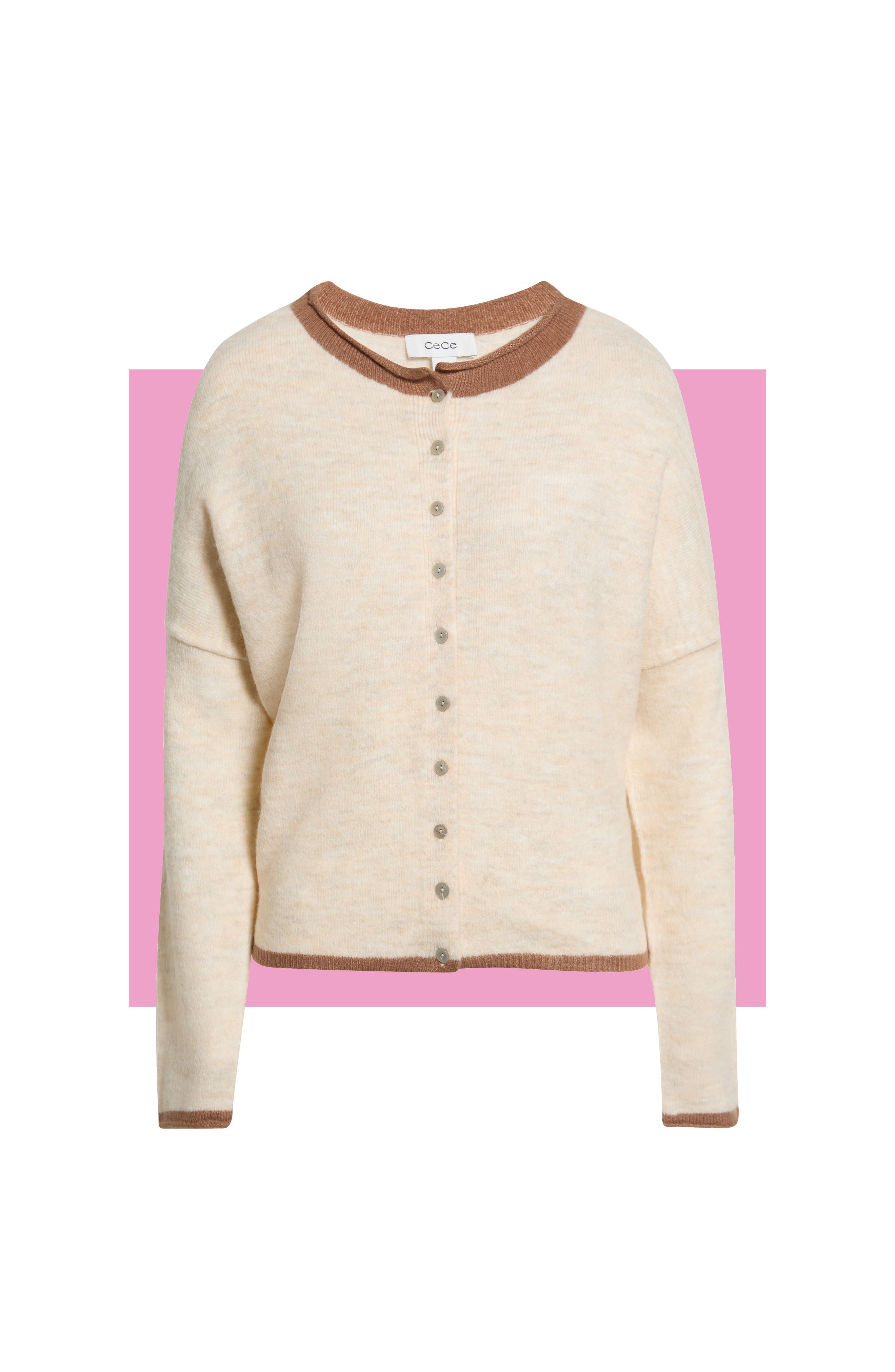 Tipped Roll Collar Cardigan