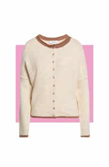 Tipped Roll Collar Cardigan