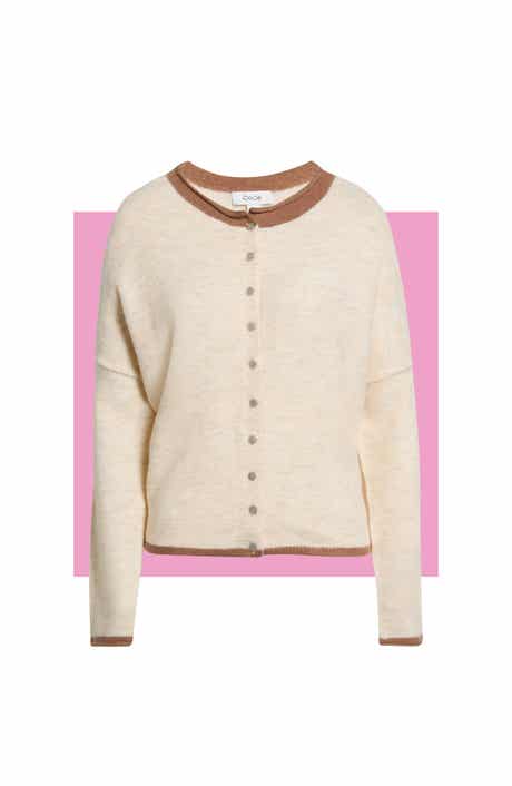 Tipped Roll Collar Cardigan