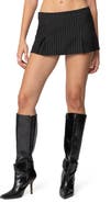 EDIKTED Karine Low Rise Pinstripe Pleated Miniskort