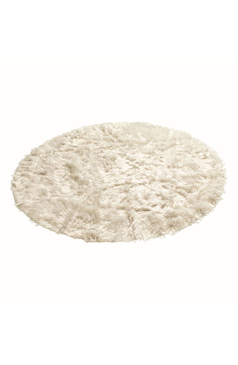 LUXE Arlington Circular 6 Faux Fur Rug - Off White, Alternate, color, 