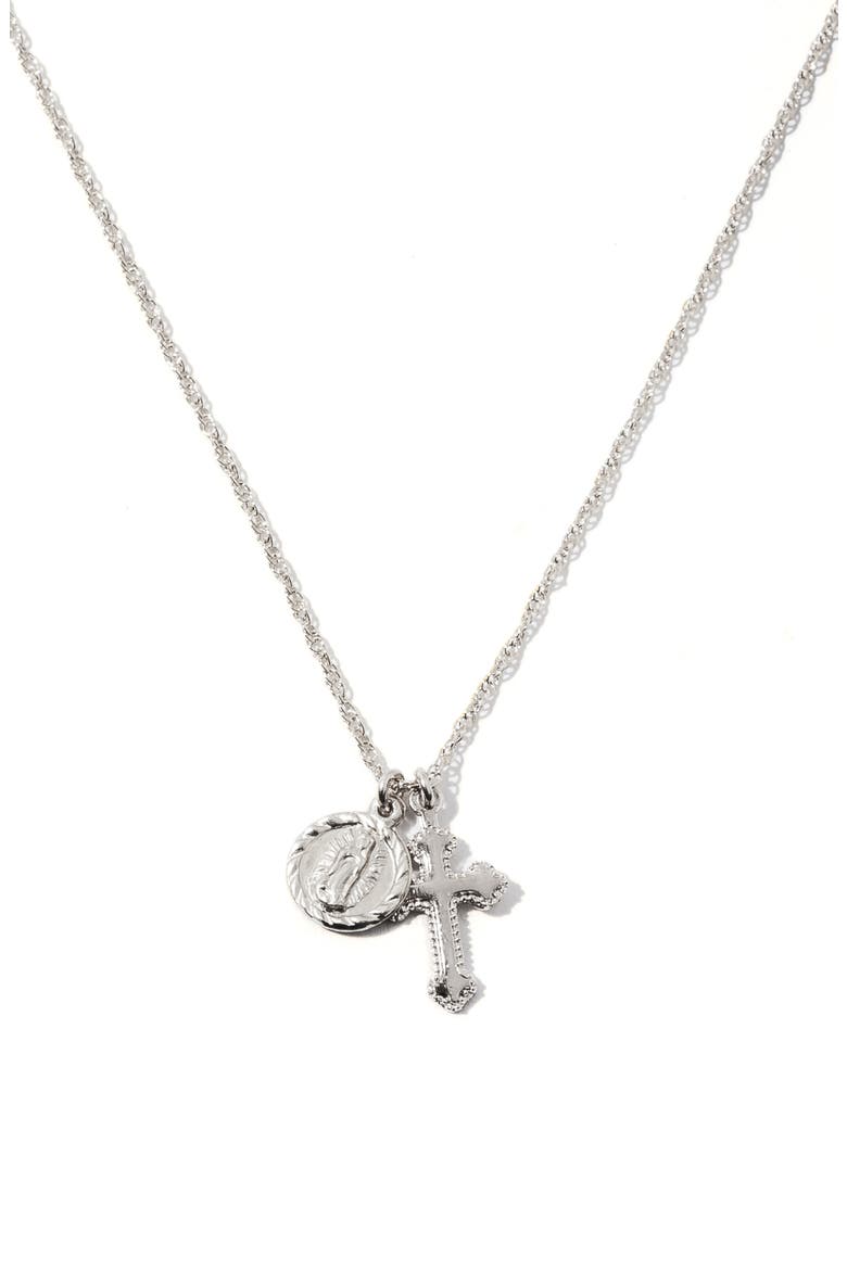 The Hail Mary Dainty Pendant Necklace, Alternate, color, SILVER