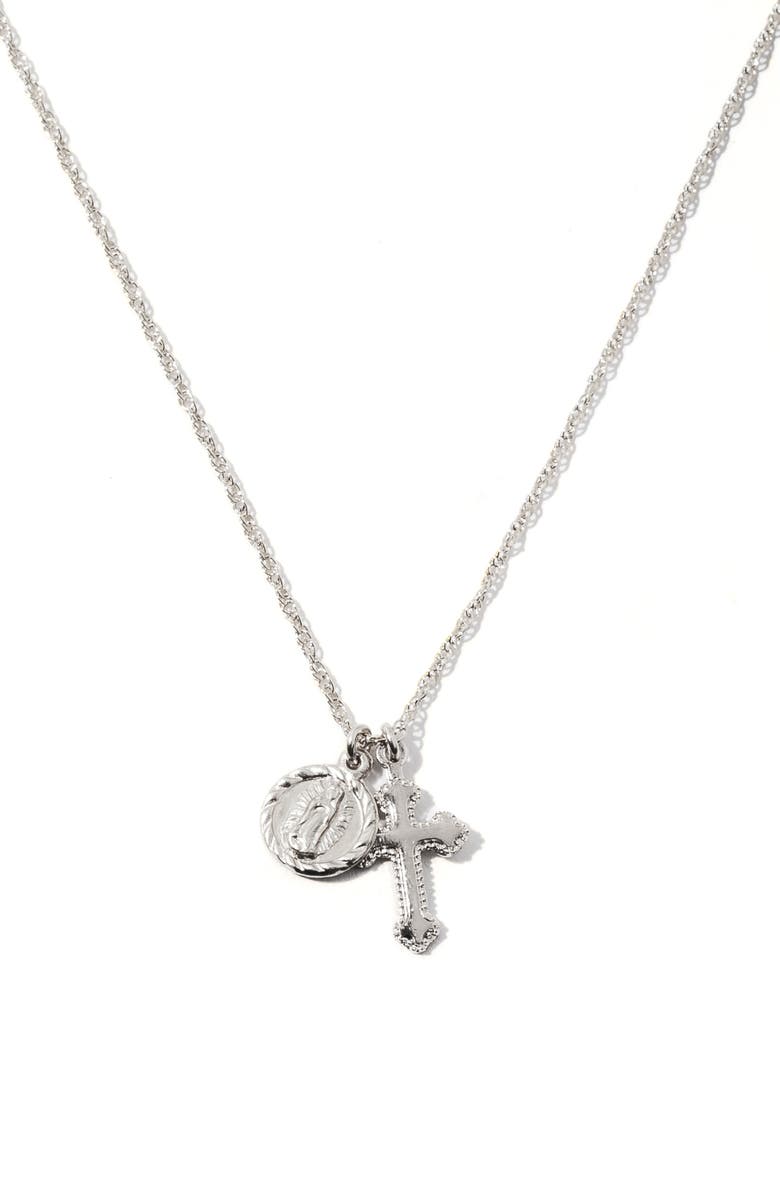Child of Wild The Hail Mary Dainty Pendant Necklace, Alternate, color, Silver