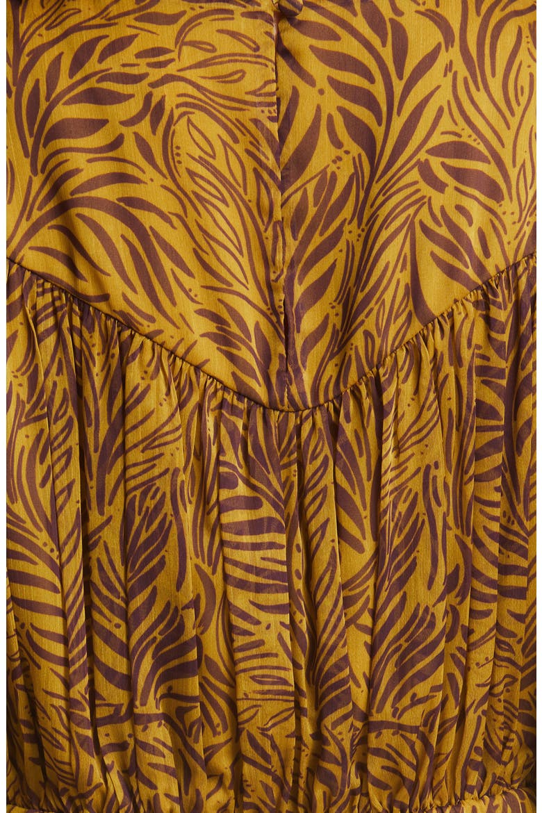 Mairley Leaf Print Ruffle Hem Dress, Alternate, color, MID YELLOW