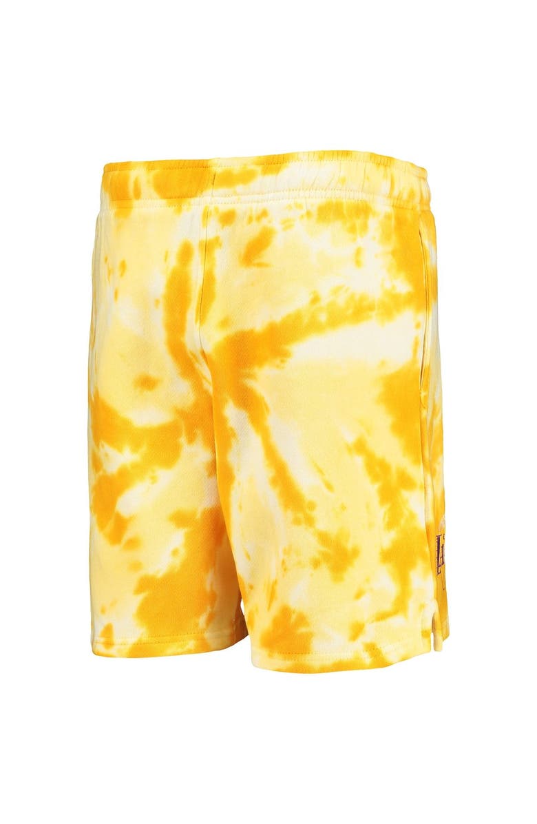 Outerstuff Youth Gold Los Angeles Lakers Santa Monica Tie-Dye Shorts, Alternate, color, 