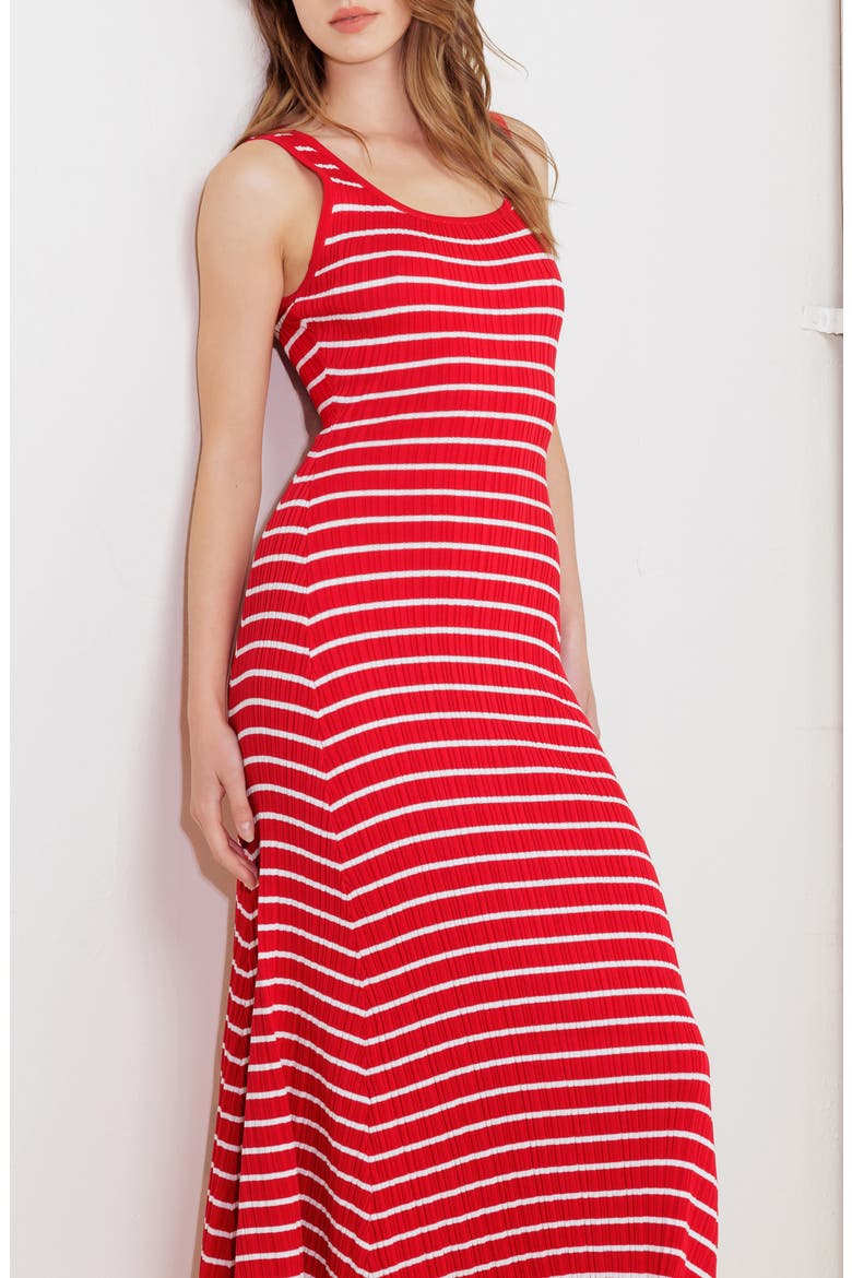 Stripe Rib Midi Dress, Alternate, color, RED