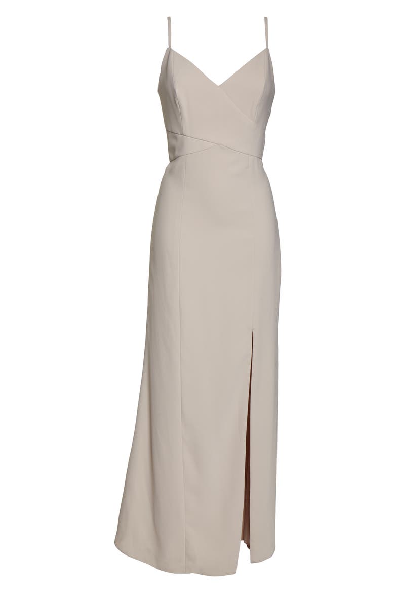 Crisscross Seam Crepe Gown, Alternate, color, CAMEO