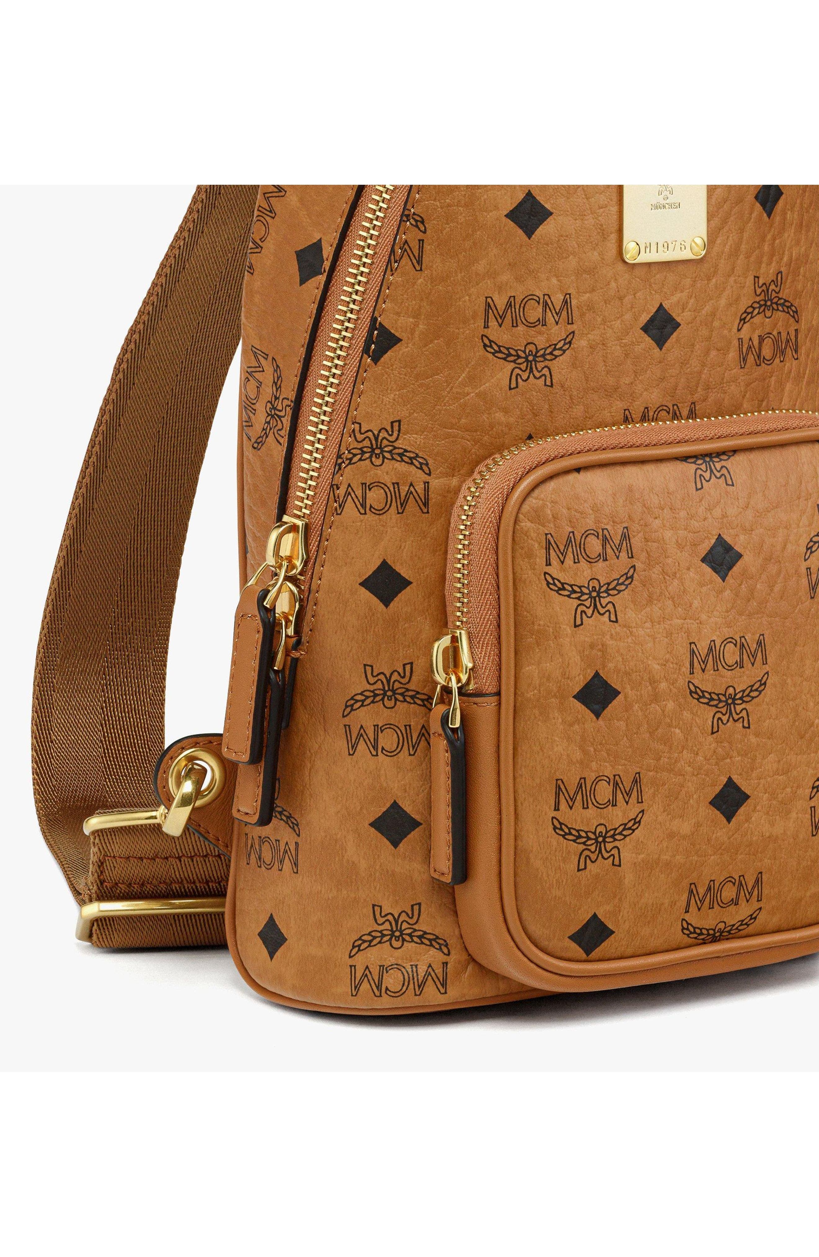 X-Mini Aren Sling Bag in Visetos, Alternate, color, Cognac