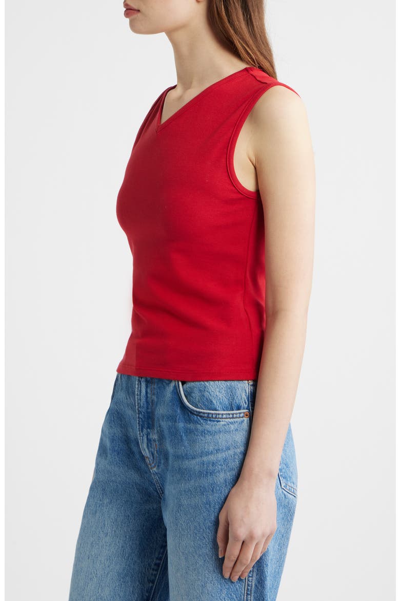 Wren Cotton V-Neck Tank, Alternate, color, LIPSTICK