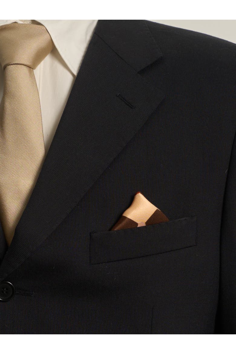 Checkerboard Pocket Square, Alternate, color, Coffee