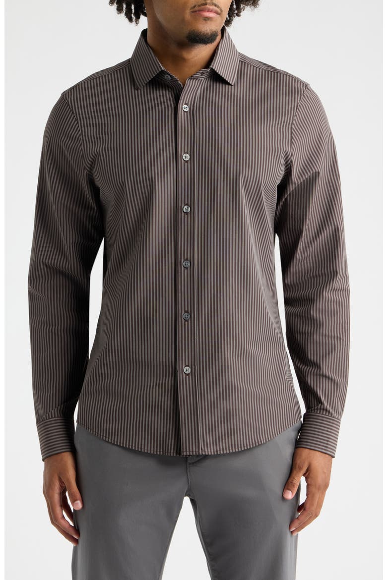 State of Mind Slim Fit Pinstripe Button-Up Shirt, Main, color, DARK ESPRESSO STRIPE