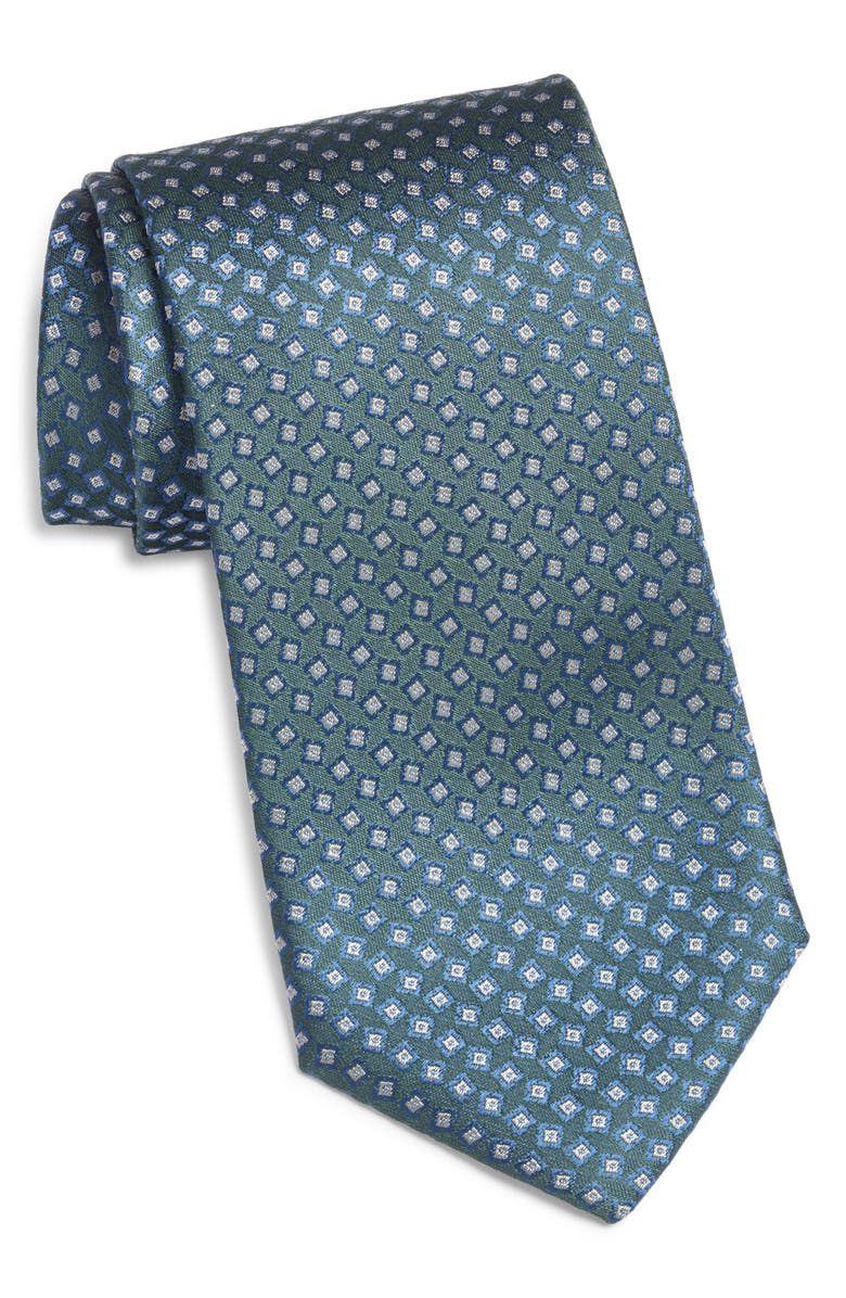 Jack Victor Geometric Silk Tie, Main, color, Green